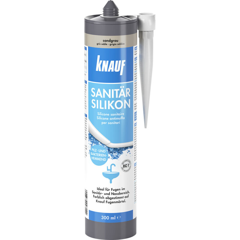 Knauf - Sanitär-Silikon sandgrau 300 ml Silikon Sanitär Bad Dusche Dichtstoff