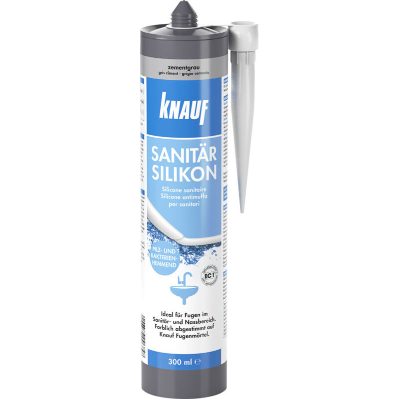 Knauf - Sanitär-Silikon zementgrau 300 ml Silikon Sanitär Bad Dusche Dichtstoff