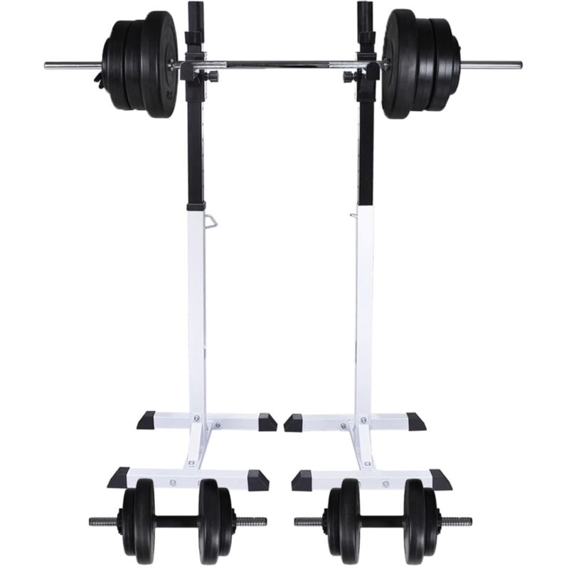 Kniebeugen-/Langhantelständer mit Hantel-Set 60,5 kg - Vidaxl