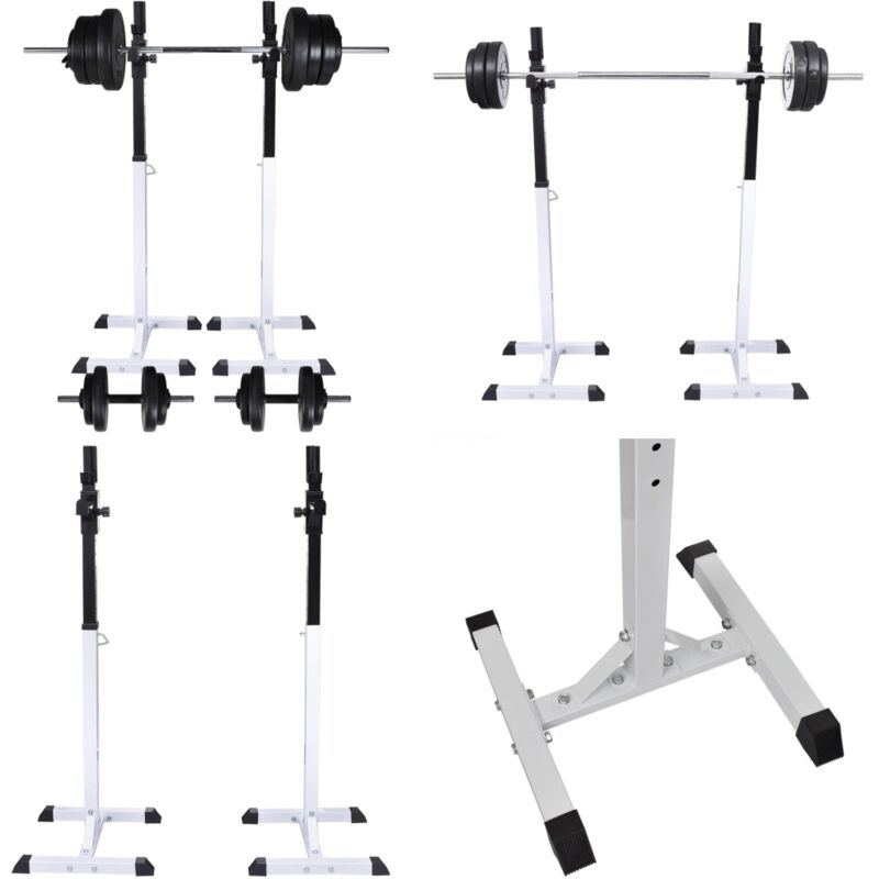 Kniebeugen-/Langhantelständer mit Hantel-Set 60,5 kg - Langhantelablage - Kniebeugestation - Home & Living