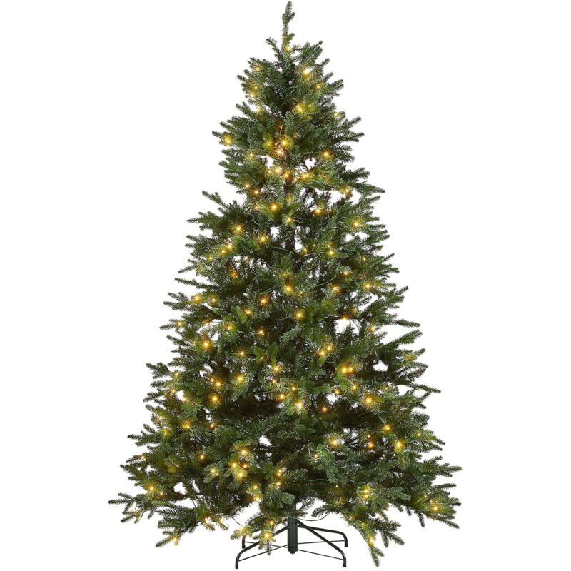 Beliani - Künstlicher Weihnachtsbaum Grün 210 cm mit led Beleuchtung Lichterkette Weihnachtsdeko Weihnachten
