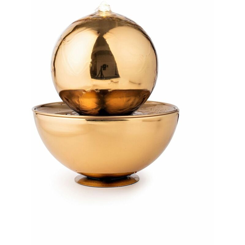 KÖHKO® Zimmerbrunnen Goldblumentopf mit LED-Beleuchtung