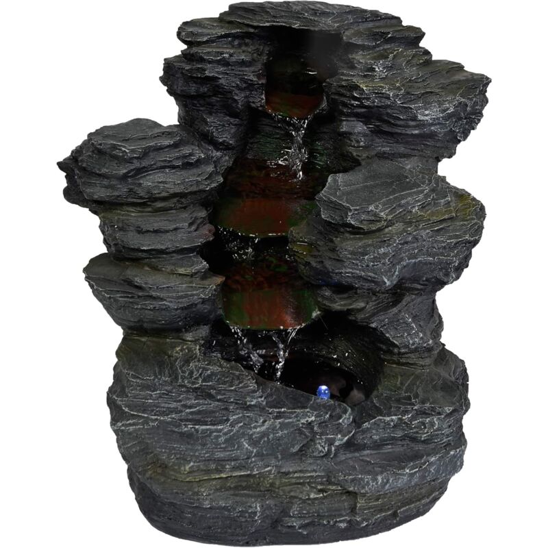 Zimmerbrunnen Zimmerbrunnen Gartenbrunnen in Schieferoptik mit LED-Beleuchtung 11005 - Köhko