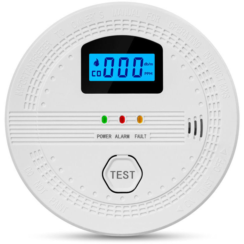 Kohlenmonoxid-Rauchmelder, elektrochemischer Sensor, Digitalanzeige, akustischer und optischer Alarm, LED-Anzeige, verschiedene Funktionen
