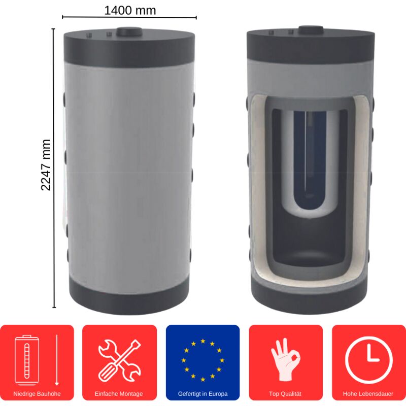 Feueranker ® - Kombi-Pufferspeicher 2000 l KTT-0-2000 Standspeicher Tank in Tank Pufferspeicher