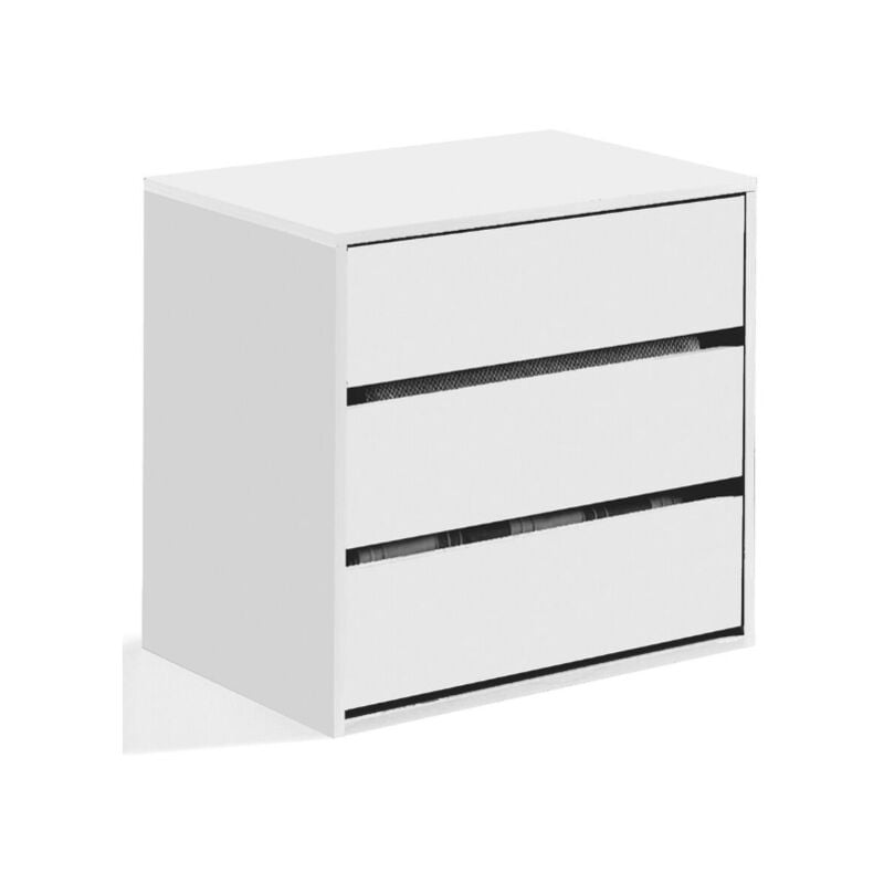 Kommode mit Schubladen Newport, Kommode mit 3 Schubladen, Niedrige Kommode für Innengarderobe, Moderne wöchentlich, cm 60x44h57, Weiß