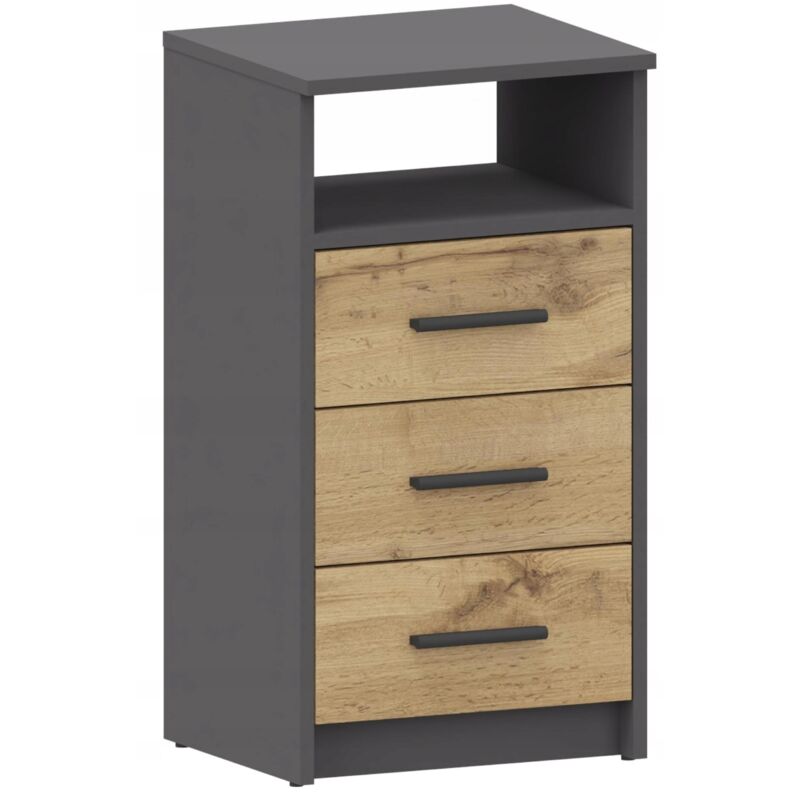 Kommode Schrank 3SO GRAPHIT-WOTAN anthrazit 40cm Schubladen Kommode Regal UFC