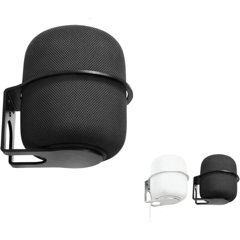 Kompatibel mit Apple HomePod 2: Wandhalterung mit integriertem Kabelmanagement, Lautsprecherhalterung (Apple HomePod 2, Schwarz), 1 Stück