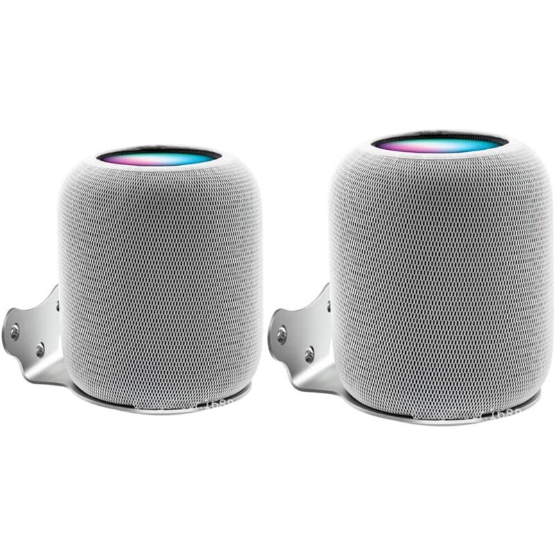 Kompatibel mit Apple HomePod 2 Wandhalterungsständer mit integriertem Kabelmanagement, Lautsprecher-Zubehörgestell (Apple HomePod 2, Silber) 2 Stück