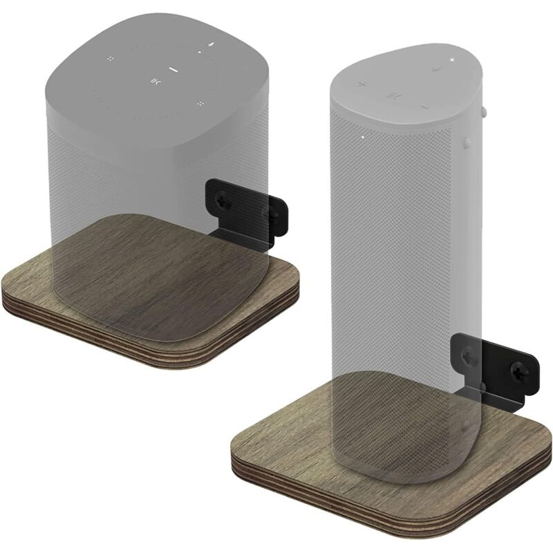 Kompatibel mit Echo/Google Wifi/Sonos Universal-Wandhalterung mit integriertem Kabelmanagement, Lautsprecher-Zubehörgestell (Holz), 2 Stück