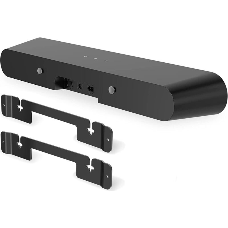 Kompatibel mit Sonos Ray Heimkino-Lautsprecherzubehör: Wandhalterung, Metallständer, Ablage (Schwarz), 2 Stück