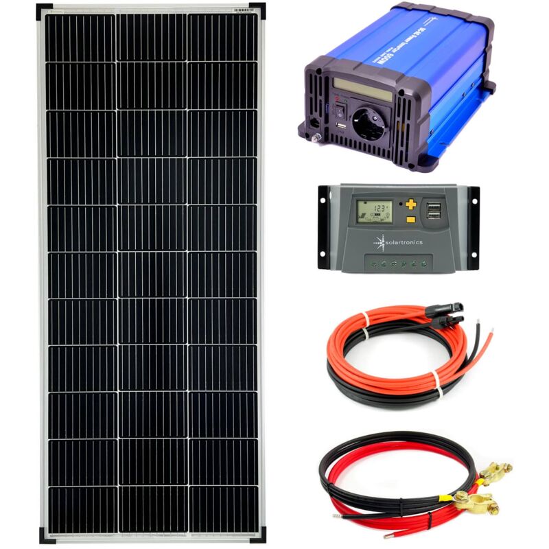 Komplettset 1x140 Watt Solarmodul 1270x590 600 Watt FS600D12V Wandler 10A Laderegler Solaranlage