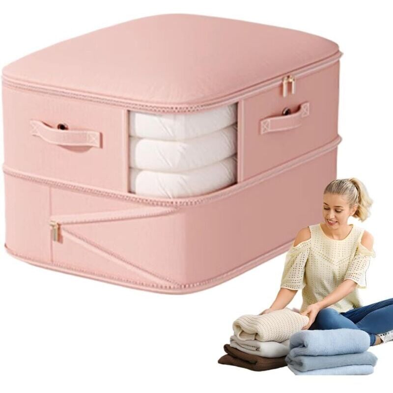 Kompressions-Aufbewahrungstaschen, Kompressions-Aufbewahrungs-Organizer, 2-lagige, platzsparende Tasche mit Reißverschluss für Bettdecken, Kissen,