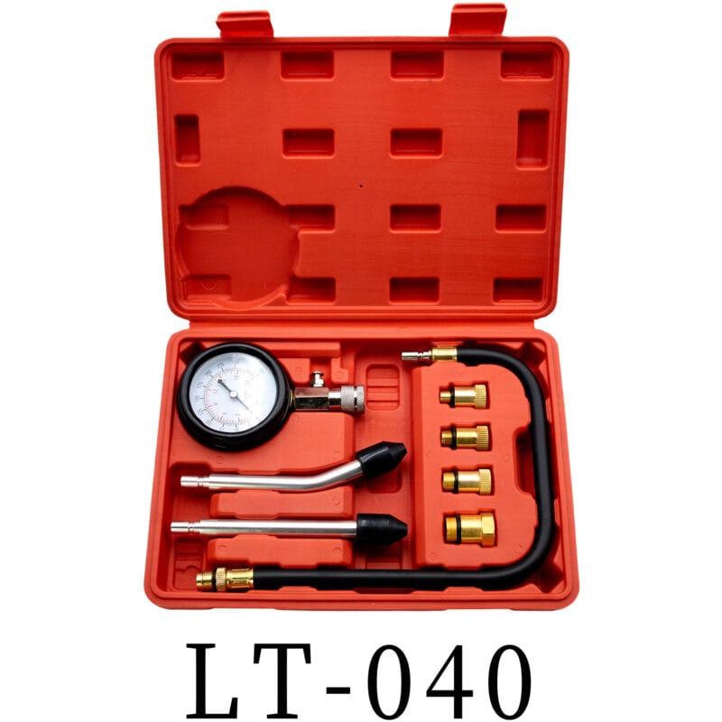 Kompressionstester, Druckmesser-Werkzeugsatz zum Prüfen von Motorrädern, Autos, Außenbordmotoren, Kettensägen, Schneemobilen, Autos und Benzinmotoren