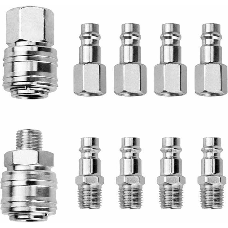 Kompressor-Schnellverbinder, 10-teilige Kompressor-Armaturen 1/4 Zoll bsp Pneumatischer Schnellverbinder Luftpneumatik-Koppler-Kit