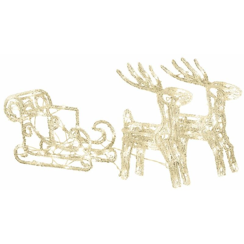 Konstsmide LED Acryl Set Schlitten mit 2 Rentieren 70cm x 18cm x 42cm