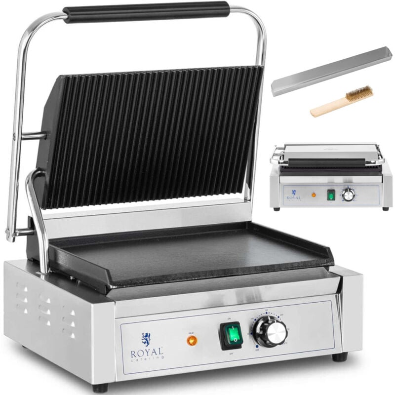 Royal Catering - Kontaktgrill Elektrogrill Elektrogriller geriffelt, glatt 2.200 w