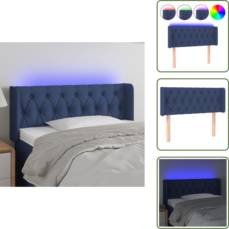 Led Kopfteil Blau 103x16x78/88 cm Stoff - led Kopfteil - Bett-Kopfteil - Kopfteil Blau - Kopfteil Stoff - Beleuchtung Fürs Bett