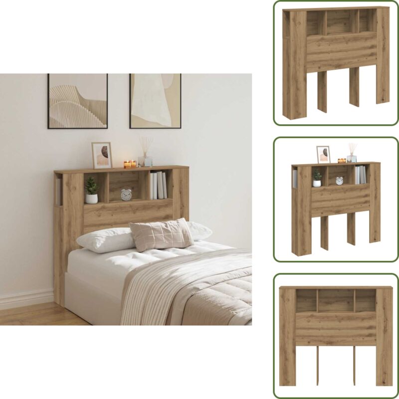 Kopfteil mit Ablagen Artisan-Eiche 120x19x104,5cm Holzwerkstoff - Kopfteil-Schrank - Kopfteil-Schränke - Bett-Kopfteil - Bett-Kopfteil-Schrank