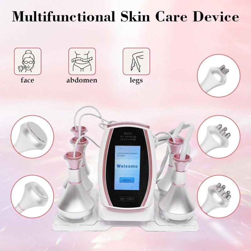 Körperstraffung Schlankheitsmaschine 80K, 5 in 1 Körper Shaper Schönheit Maschine, Ultraschall Kavitation Körper Abnehmen Massagegerät für