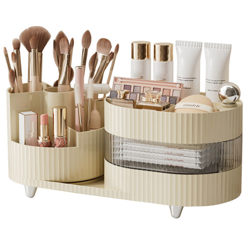 Make up Kosmetik Organizer,360° Drehbarer Make Up Pinsel Organizer,Großer Kapazität Kosmetik Aufbewahrung mit Schubladen,Schmink Organizer für