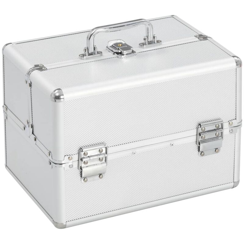 vidaXL Kosmetikkoffer 22x30x21 cm Silbern Aluminium