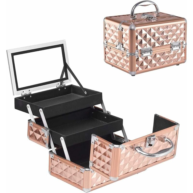 Goplus - Kosmetikkoffer, Beauty Case, Schminkkoffer, Make up Box, Friseurkoffer, Kosmetikkoffer Reise, Multikoffer, Etagenkoffer, Werkzeugkoffer für