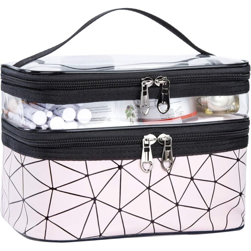 Kosmetiktasche mit zwei Fächern – wasserdichte Reise-Kulturtasche, Kosmetik-Organizer, praktisch, kompakt & hygienisch