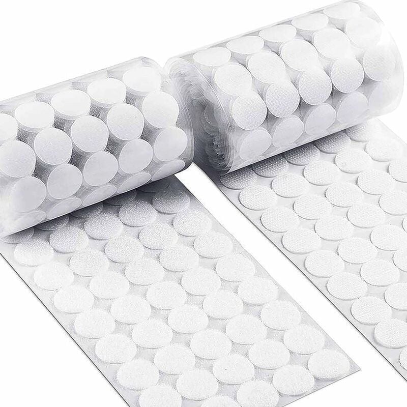 Alovez - Kratzaufkleber, rund, Kreise mit selbstklebenden Haken und Schlaufen, 500 Paar Münzen, Klettverschluss-Klebepflaster auf der Rückseite, weiß