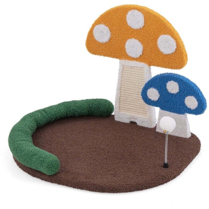 Northix - Kratzbaum in pilzoptik mit katzenbett sisal kratzbrett federball kopfstutze katzenbaum