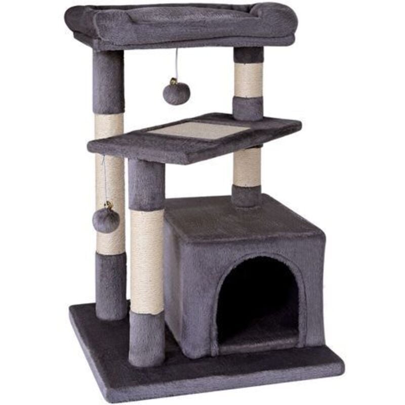 lionto Kratzbaum, Kletterbaum, Katzenkratzbaum, Katzenbaum, Höhe 75 cm, Farbe dunkelgrau