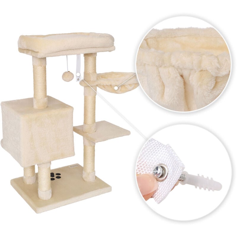 lionto Kratzbaum Kletterbaum Katzenkratzbaum Katzenbaum Höhe 93 cm Beige