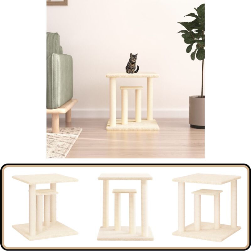 Vidaxl - Kratzbaum mit Plattformen Creme 50 cm - Katzenkratzbaum - Kratzbaum - Sisalkratzbaum - Kratzpfote - Plüschkatze