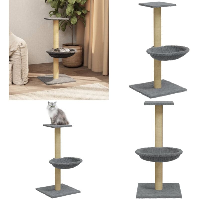 Kratzbaum mit Sisal-Kratzsäule Hellgrau 74 cm - Katzen Kratzbaum - Kratzbaum Sisal - Katzenkletterbaum - Katzenhaus - Spielplatz Für Katzen - Home &