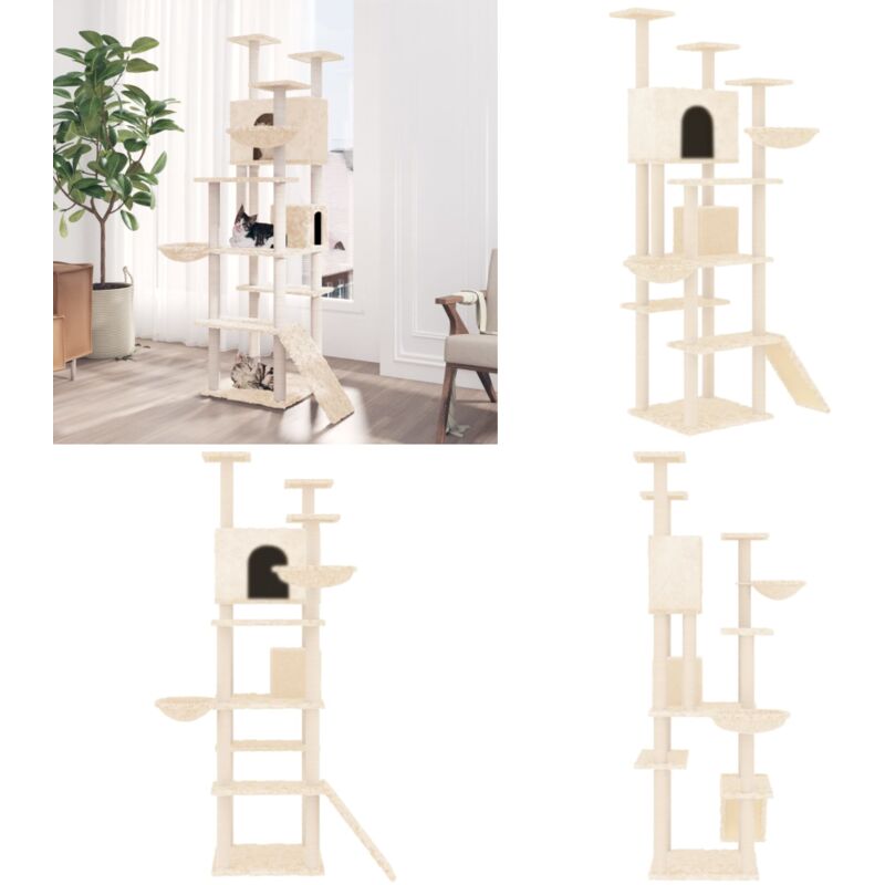 Vidaxl - Kratzbaum mit Sisal-Kratzsäulen Creme 191 cm - Katzen Kratzbaum - Sisalkratzbaum - Katzenmöbel - Katzenturm - Katzenspielzeug - Home & Living