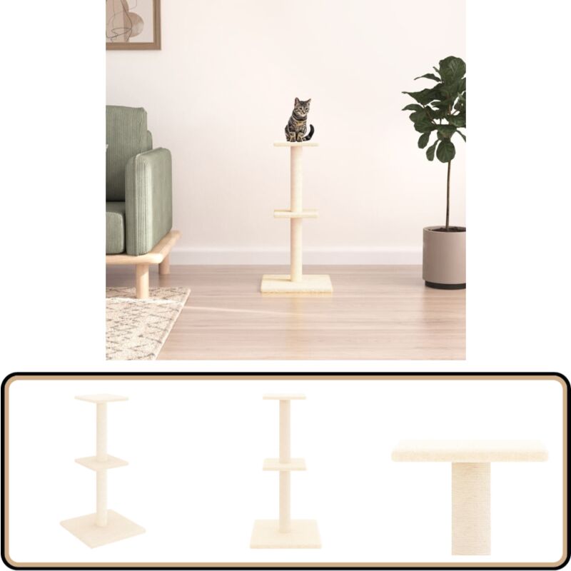 Vidaxl - Kratzbaum mit Sisal-Kratzsäulen Creme 73 cm - Katzenkratzbaum - Kratzbaum Sisal - Katzenmöbel - Katzenspielzeug - Kratzpost
