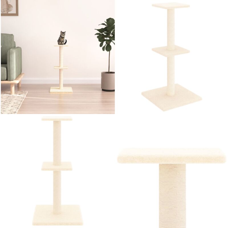 Vidaxl - Kratzbaum mit Sisal-Kratzsäulen Creme 73 cm - Katzenkratzbaum - Kratzbaum Sisal - Katzenmöbel - Katzenspielzeug - Kratzpost - Home & Living