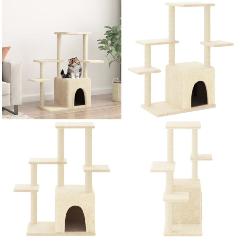 Vidaxl - Kratzbaum mit Sisal-Kratzsäulen Creme 97,5 cm - Katzenkratzbaum - Kratzbaum Sisal - Kratzbaum Creme - Katzenmöbel - Katzenhaus - Home &