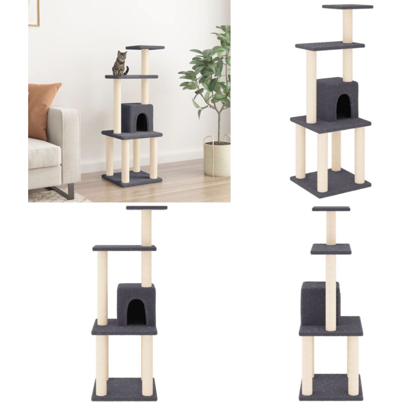 Vidaxl - Kratzbaum mit Sisal-Kratzsäulen Dunkelgrau 105 cm - Katzenbaum - Kratzbaum - Sisalkratzbaum - Katzenmöbel - Spielplatz Für Katzen - Home &