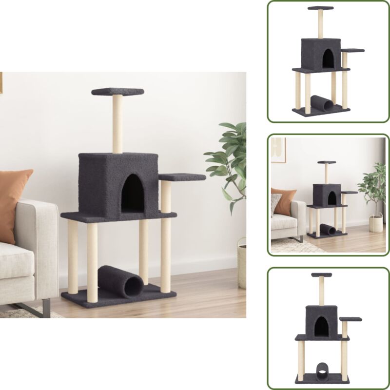 Vidaxl - Kratzbaum mit Sisal-Kratzsäulen Dunkelgrau 122 cm - Katzenkratzbaum - Kratzbaum Sisal - Katzenmöbel - Katzenkletterstange - Katzensofa