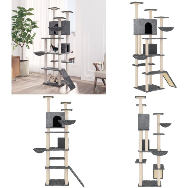 Vidaxl - Kratzbaum mit Sisal-Kratzsäulen Dunkelgrau 191 cm - Katzen Kratzbaum - Sisalkratzbaum - Katzenmöbel - Katzenturm - Katzensofa - Home & Living