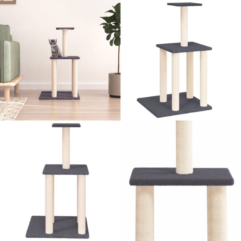 Kratzbaum mit Sisal-Kratzsäulen Dunkelgrau 85,5 cm - Katzenkratzbaum - Kratzbaum Sisal - Katzenmöbel - Katzenturm - Kratzpost - Home & Living