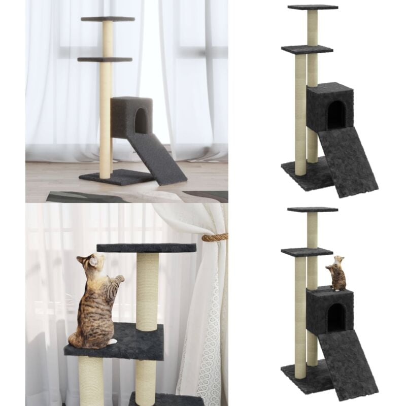 Vidaxl - Kratzbaum mit Sisal-Kratzsäulen Dunkelgrau 92 cm - Katzenbaum - Kratzbaum - Sisalkratzbaum - Katzenkletterbaum - Katzenmöbel - Home & Living
