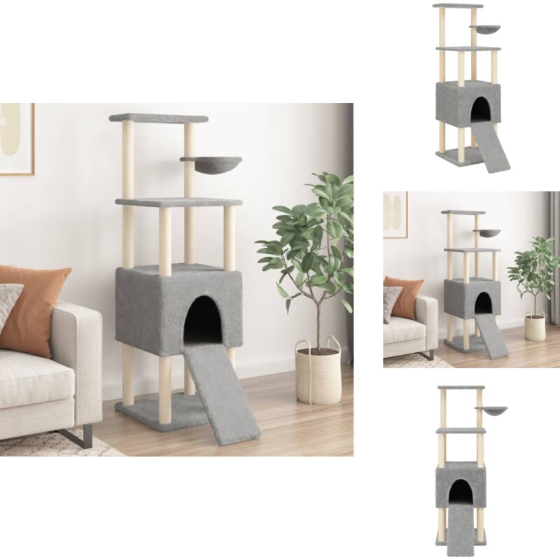Vidaxl - Kratzbaum mit Sisal-Kratzsäulen Hellgrau 153 cm - Katzenkratzbaum - Kratzbaum Sisal - Katzenmöbel - Katzenschlafplatz - Katzenkletterstange