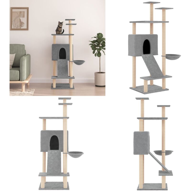 Vidaxl - Kratzbaum mit Sisal-Kratzsäulen Hellgrau 153 cm - Katzenkratzbaum - Kratzbaum Sisal - Katzenmöbel - Katzensofa - Katzenhaus - Home & Living