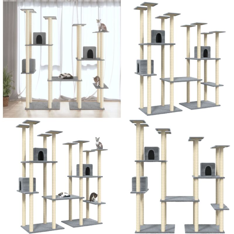 Vidaxl - Kratzbaum mit Sisal-Kratzsäulen Hellgrau 174 cm - Katzenkletterbaum - Kratzbaum - Sisalkratzbaum - Katzenhaus - Katzenmöbel - Home & Living