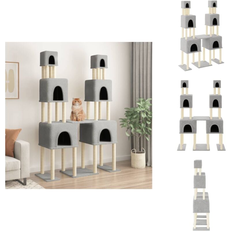 Vidaxl - Kratzbaum mit Sisal-Kratzsäulen Hellgrau 199 cm - Katzenkratzbaum - Kratzbaum Sisal - Katzenmöbel - Katzensofa - Katzenhaus