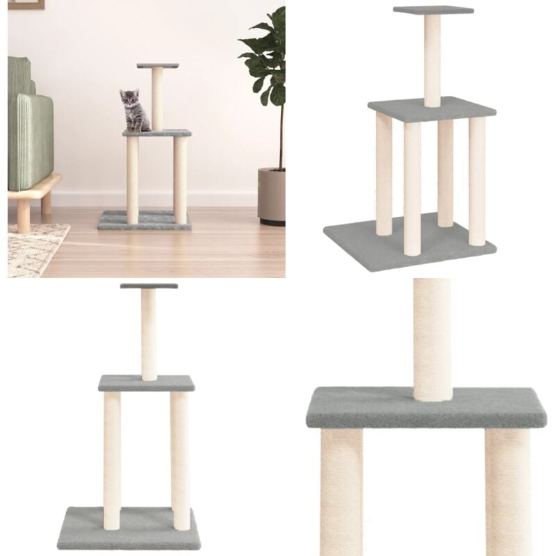 Vidaxl - Kratzbaum mit Sisal-Kratzsäulen Hellgrau 85,5 cm - Katzenkratzbaum - Kratzbaum Sisal - Katzenmöbel - Katzenschlafplatz - Katzenturm - Home &