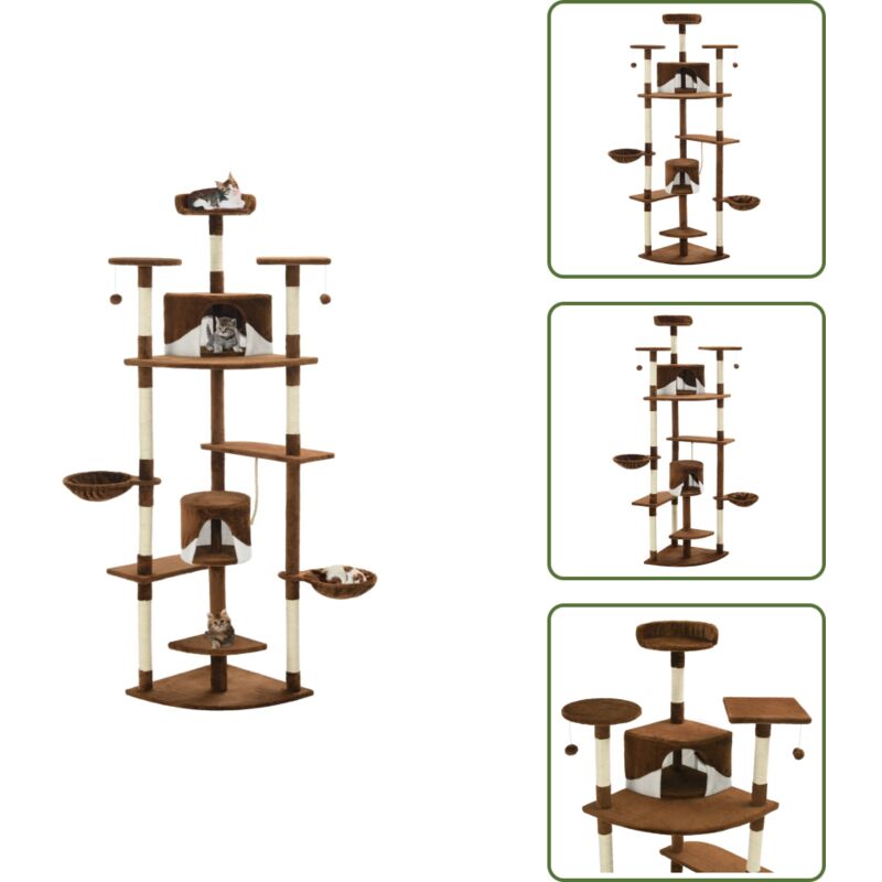 Vidaxl - Katzen-Kratzbaum mit Sisal-Kratzsäulen 203 cm Braun und Weiß - Katzen Kratzbaum - Katzenmöbel - Sisalkratze - Mehrstöckiger Katzenbaum
