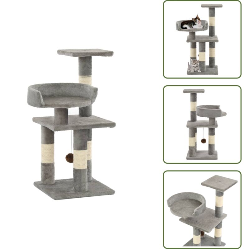 Vidaxl - Katzen-Kratzbaum mit Sisal-Kratzsäulen 65 cm Grau - Katzen Kratzbaum - Sisalkratzbaum - Katzenschlafplatz - Katzenmöbel - Spielplatz Für